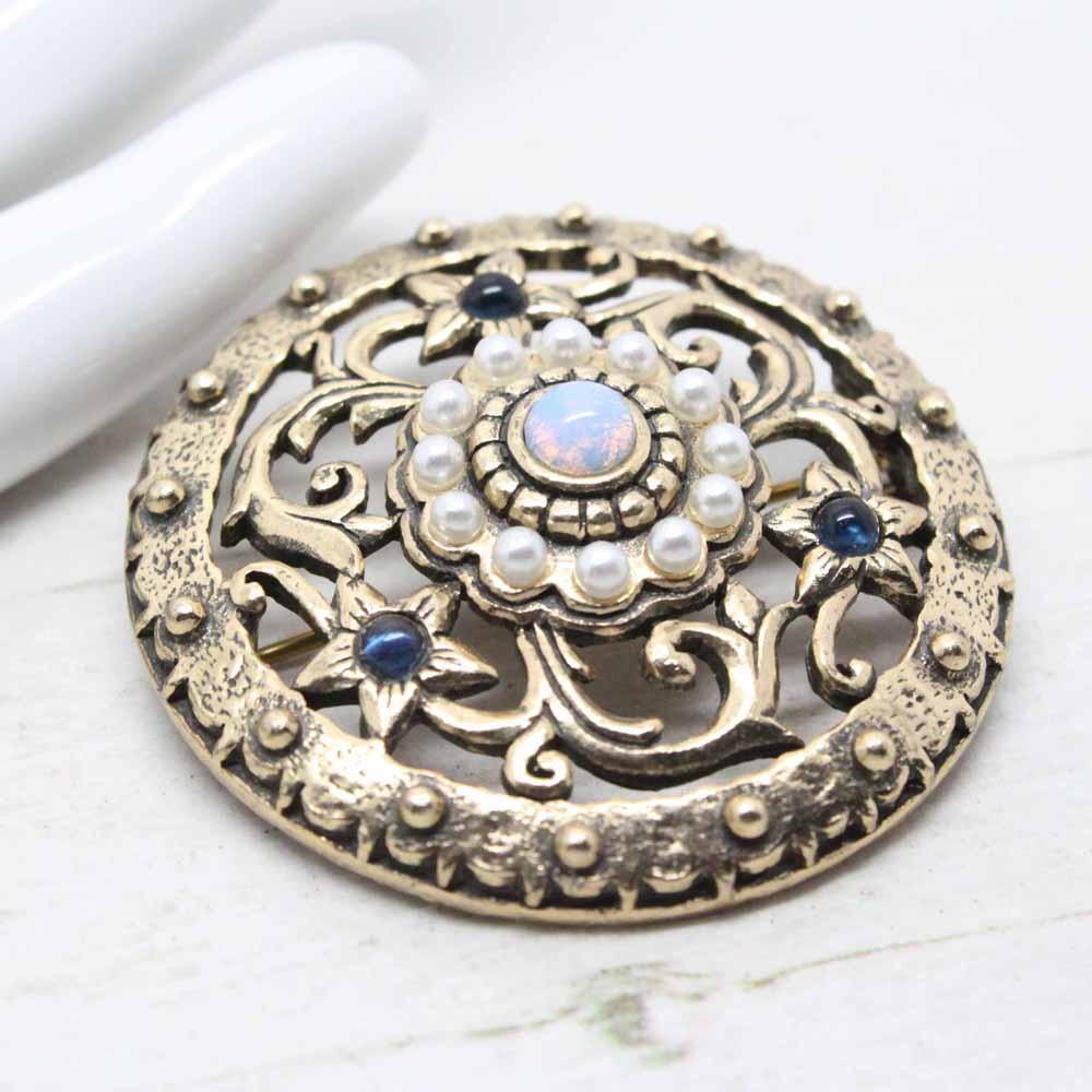 Vintage Miracle Floral Celtic Knot Shield Brooch