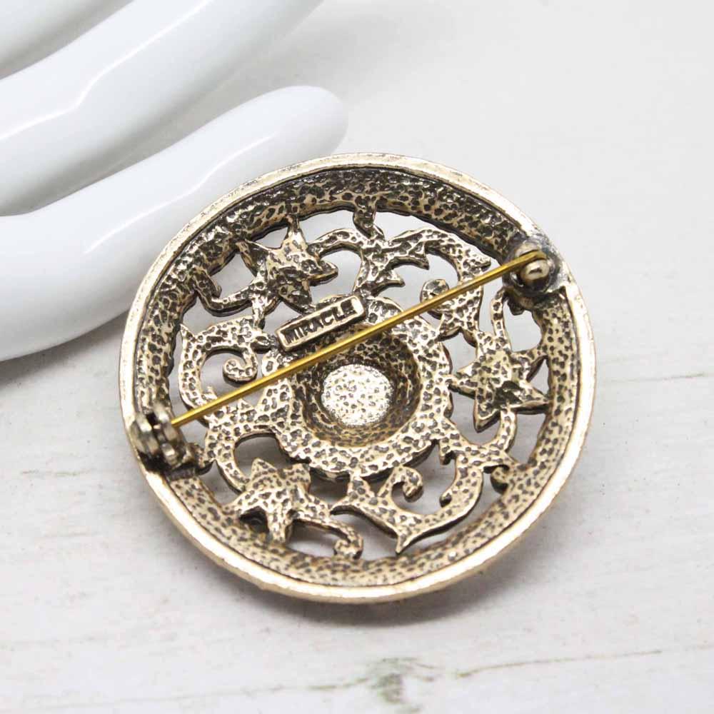 Vintage Miracle Floral Celtic Knot Shield Brooch
