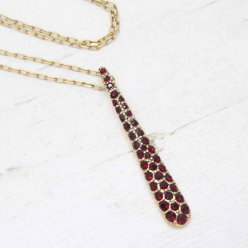 Vintage Monet Red Pave Crystal Drop Pendant Necklace