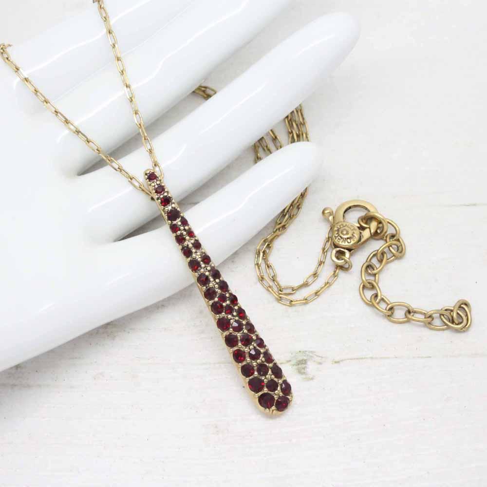 Vintage Monet Red Pave Crystal Drop Pendant Necklace
