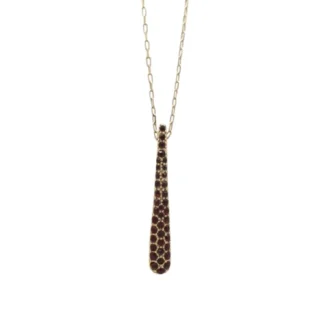 Vintage Monet Red Pave Crystal Drop Pendant Necklace