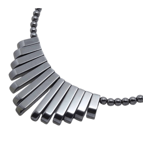 Vintage Hematite Graduated Fan Necklace