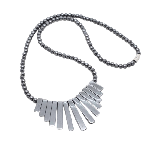 Vintage Hematite Graduated Fan Necklace
