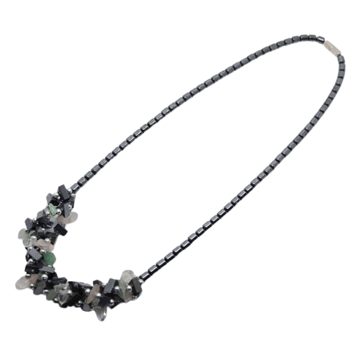 Vintage Mixed Gemstone Hematite Beaded Necklace