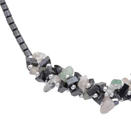 Vintage Mixed Gemstone Hematite Beaded Necklace