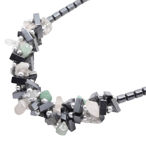 Vintage Mixed Gemstone Hematite Beaded Necklace