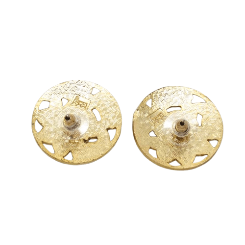 Vintage Cloisonne Enamel Floral Round Stud Earrings