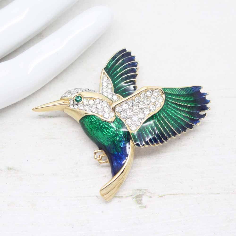 Vintage Attwood & Sawyer 22ct Gold Plated Kingfisher Brooch