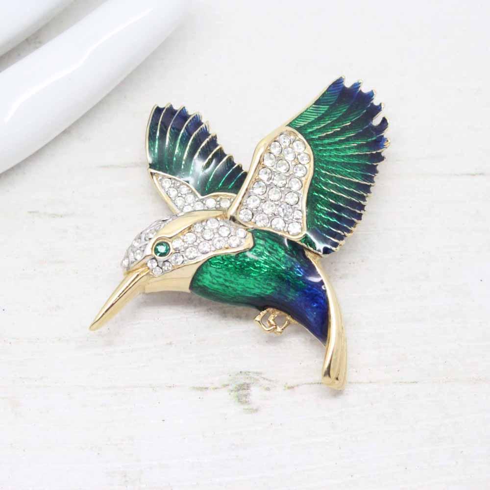 Vintage Attwood & Sawyer 22ct Gold Plated Kingfisher Brooch