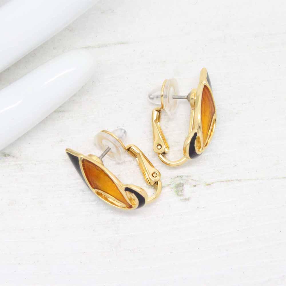 1980s Vintage D'Orlan Enamel Leaf Earrings