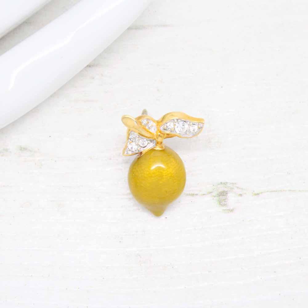 Vintage ‘Cabouchon’ Lemon Fruit Clutch Pin Brooch
