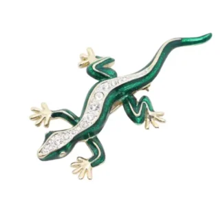 Vintage ‘Cabouchon’ Enamel & Swarovski Crystal Lizard Brooch
