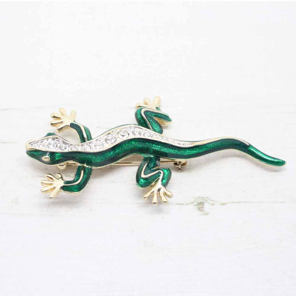 Vintage ‘Cabouchon’ Enamel & Swarovski Crystal Lizard Brooch