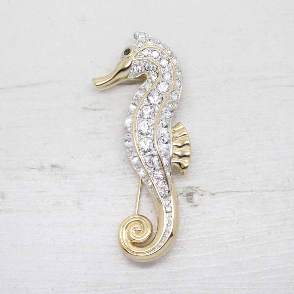 Vintage ‘Cabouchon’ Swarovski Crystal Large Seahorse Brooch
