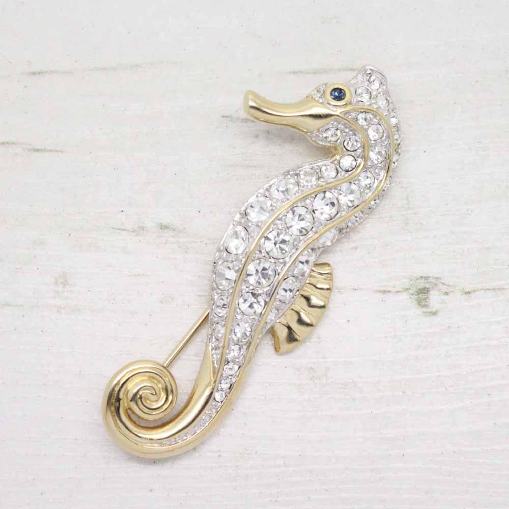 Vintage ‘Cabouchon’ Swarovski Crystal Large Seahorse Brooch
