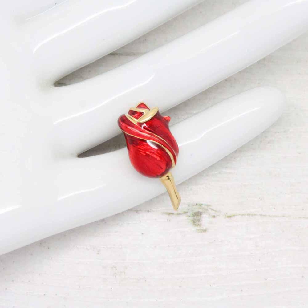 Vintage ‘Cabouchon’ Enamel Rose Clutch Pin Brooch