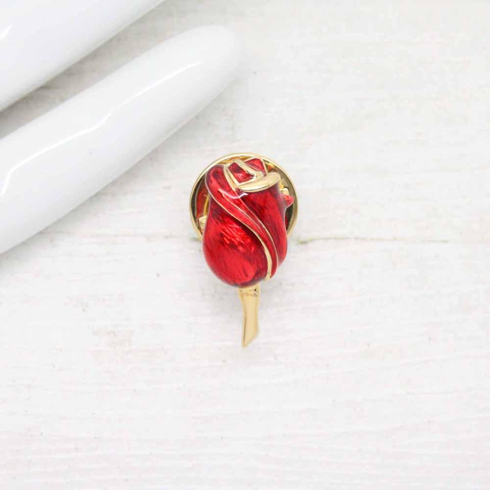 Vintage ‘Cabouchon’ Enamel Rose Clutch Pin Brooch