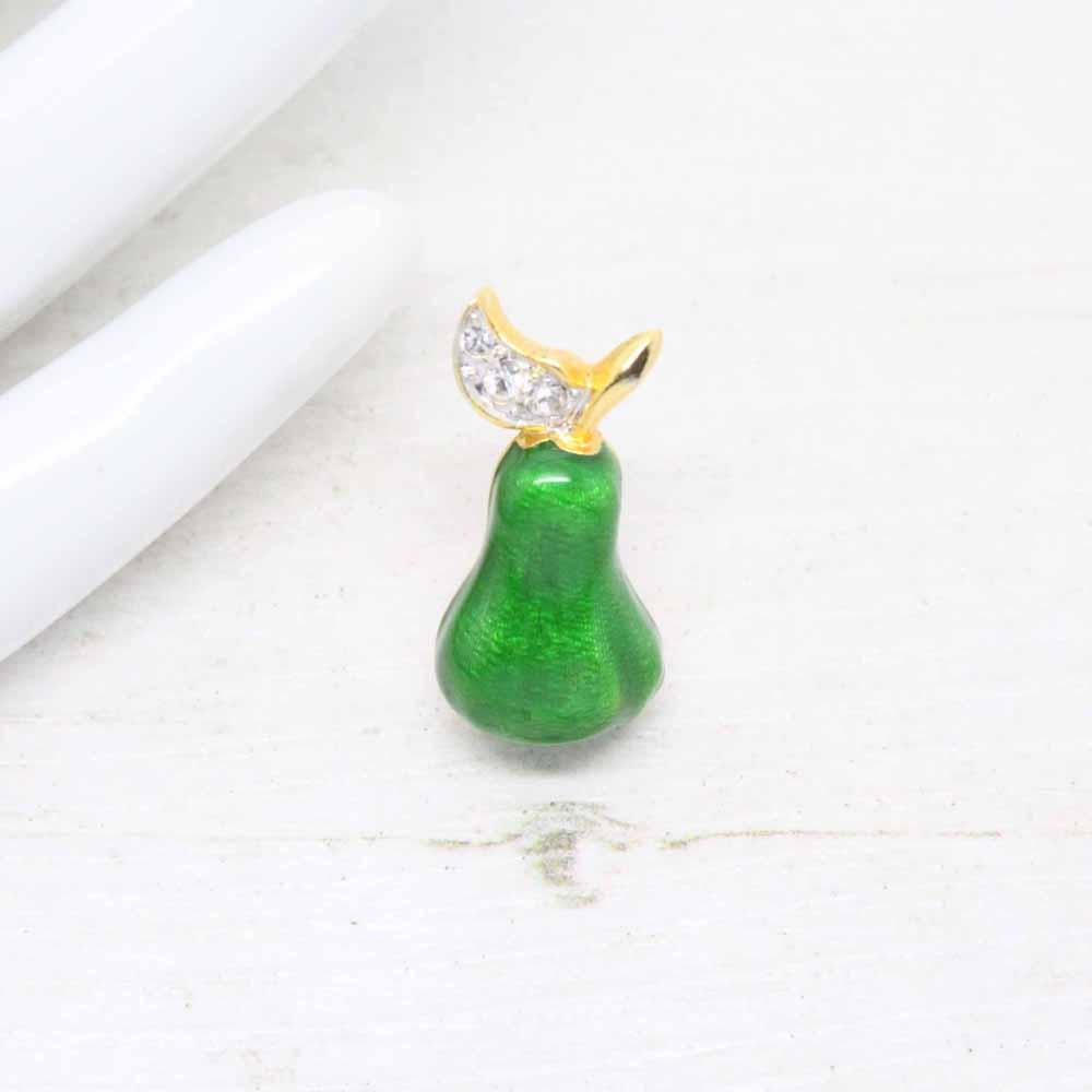 Vintage ‘Cabouchon’ Pear Fruit Clutch Pin Brooch