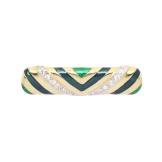 Vintage ‘Cabouchon’ Crystal & Enamel Art Deco Brooch