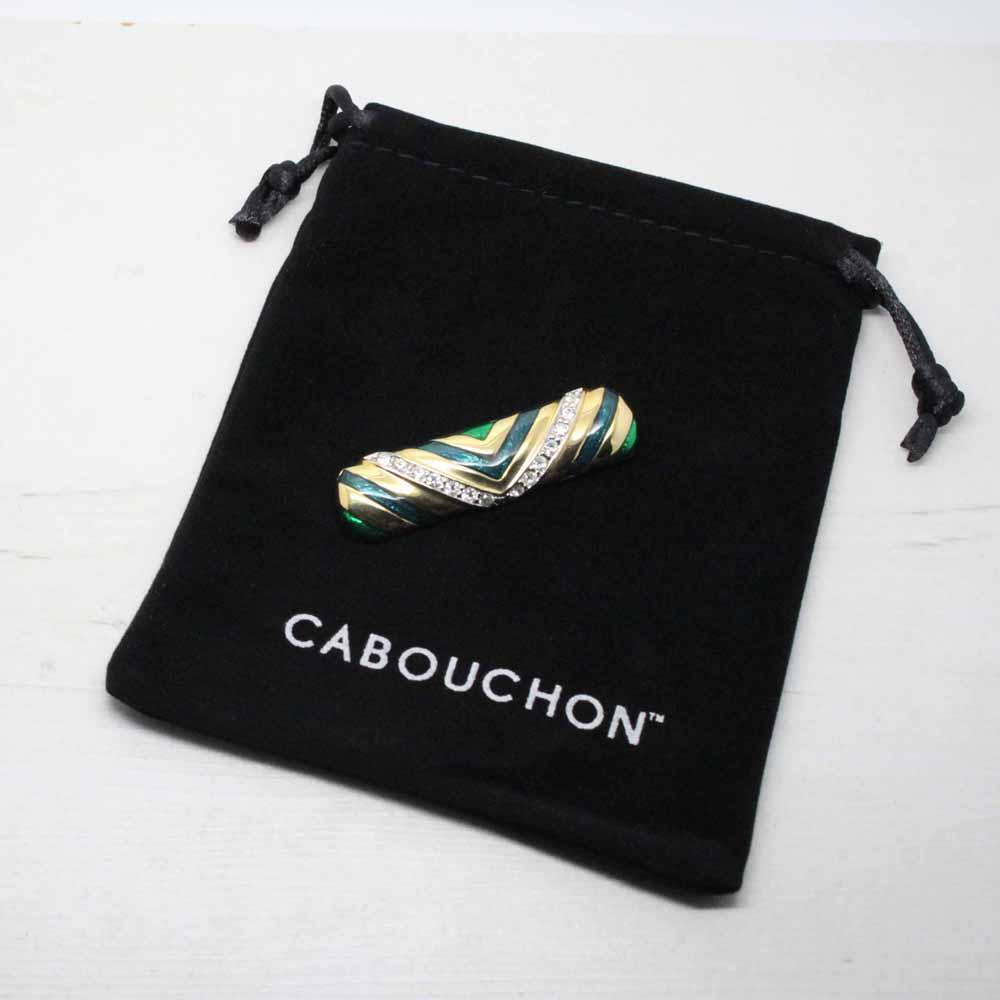 Vintage ‘Cabouchon’ Swarovski Crystal & Enamel Chevron Brooch