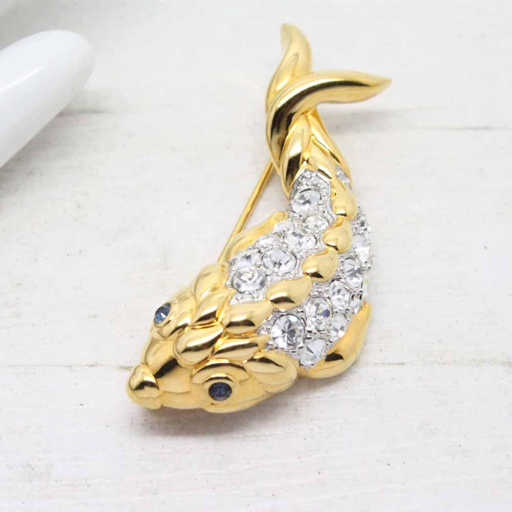 Vintage ‘Cabouchon’ Swarovski Crystal Koi Fish Brooch