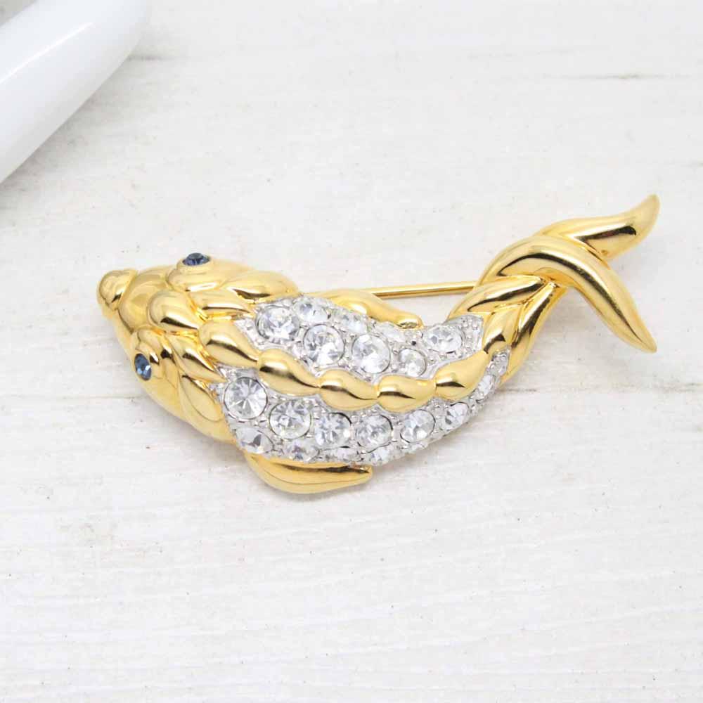 Vintage ‘Cabouchon’ Swarovski Crystal Koi Fish Brooch