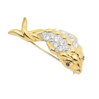 Vintage ‘Cabouchon’ Swarovski Crystal Koi Fish Brooch