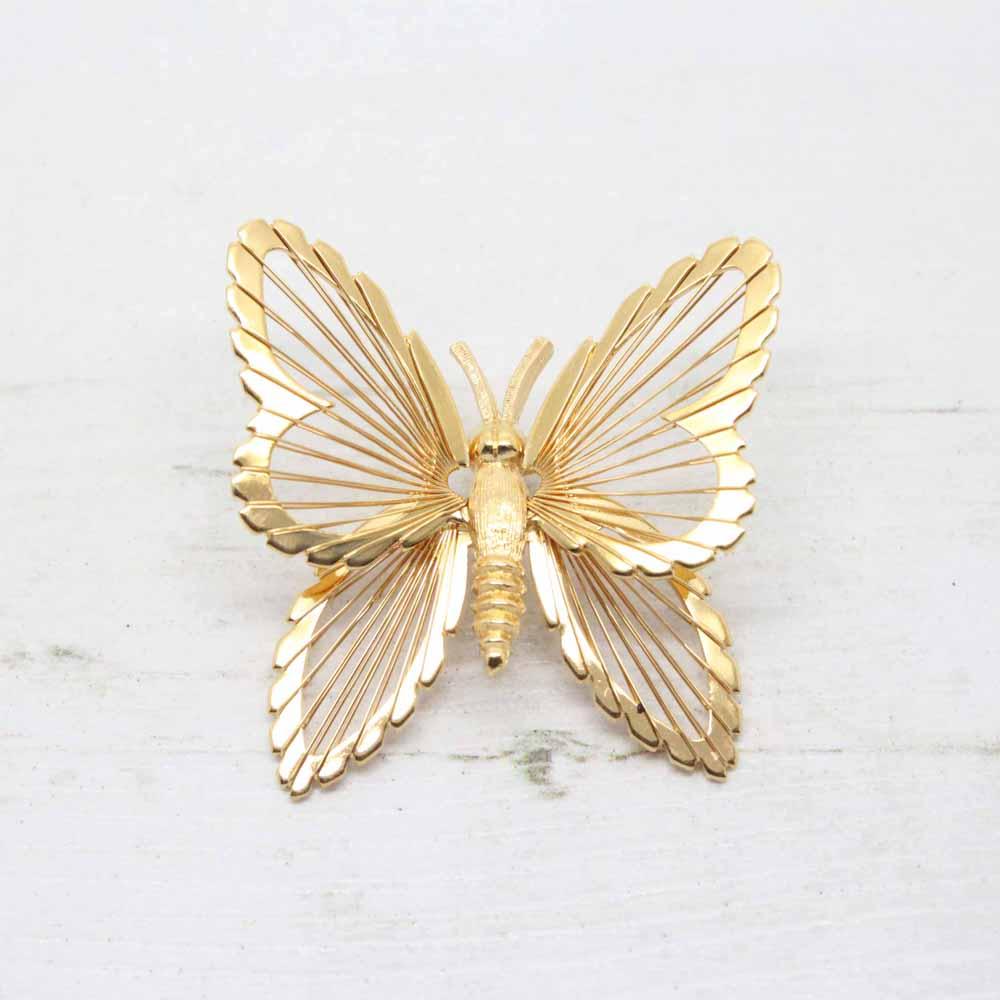 1980s Vintage Monet Gold Butterfly Brooch