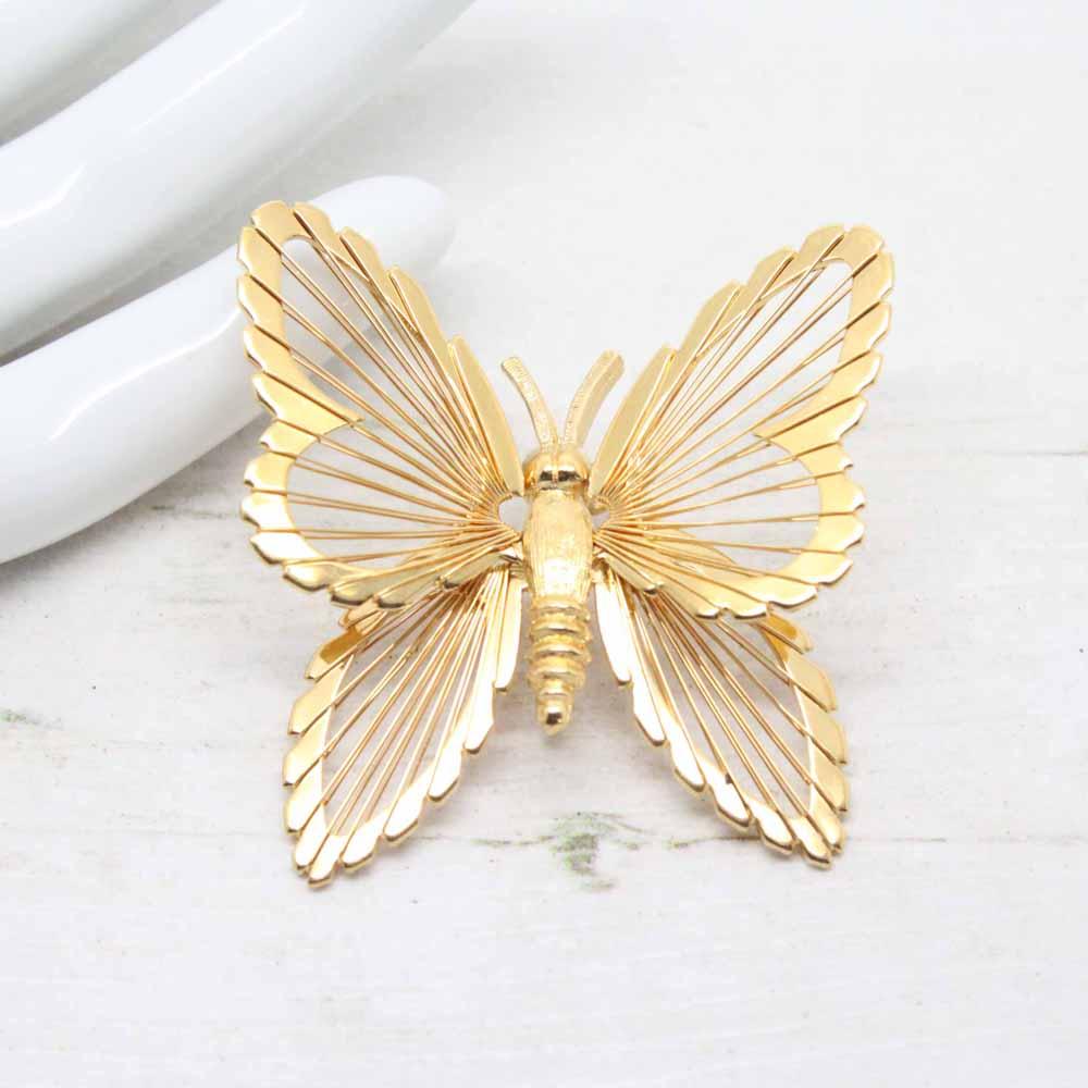 1980s Vintage Monet Gold Butterfly Brooch