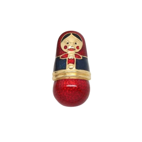 Vintage ‘Cabouchon’ Enamel Russian Nesting Doll Brooch