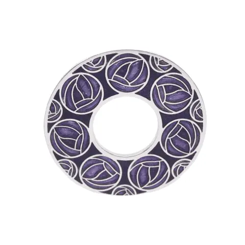 Sea Gems Mackintosh Cloisonne Enamel Rose Circle Brooch
