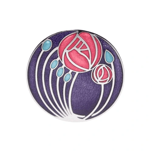Sea Gems Mackintosh Roses and Buds Large Cloisonne Enamel Brooch