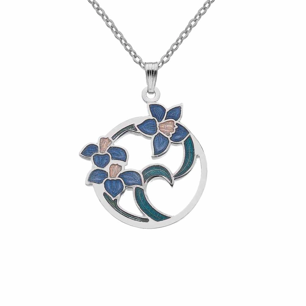 Celtic Sea Gems Cloisonne Enamel Flowers & Leaves Necklace