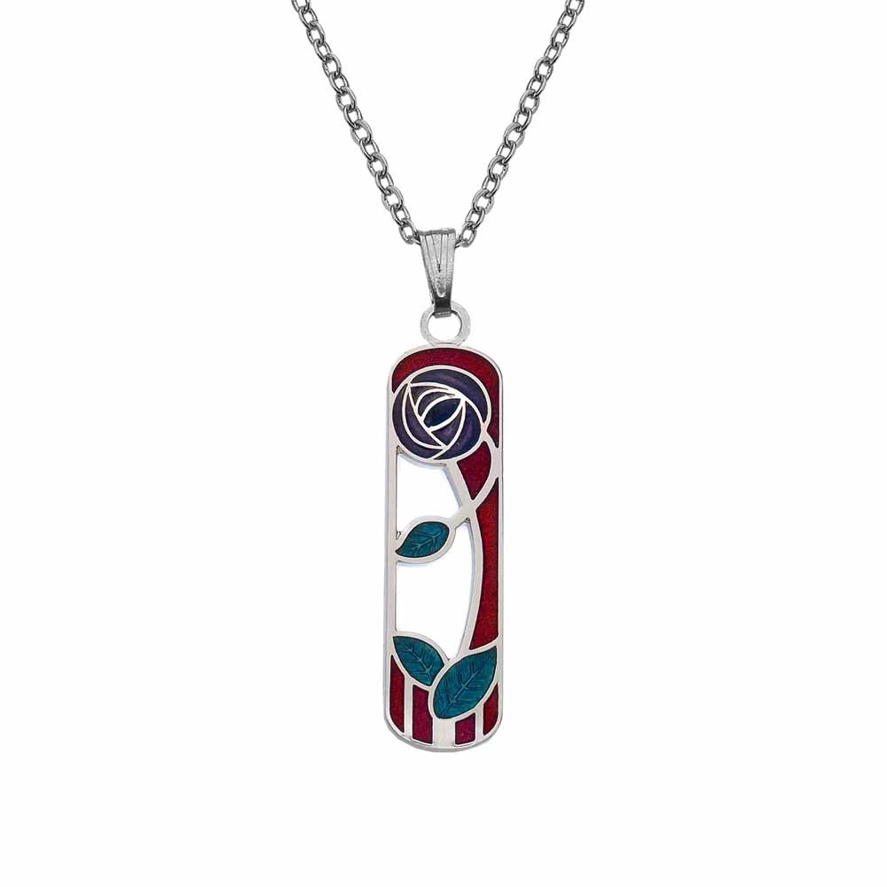 Sea Gems Mackintosh Rose and Leaf Enamel Necklace