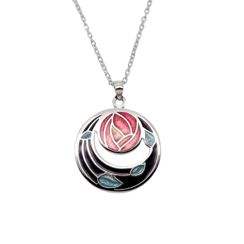 Sea Gems Mackintosh Rose Garden Cloisonne Enamel Necklace