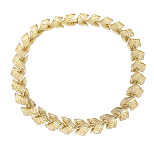 Vintage 1980s Peach Enamel Chevron Link Necklace