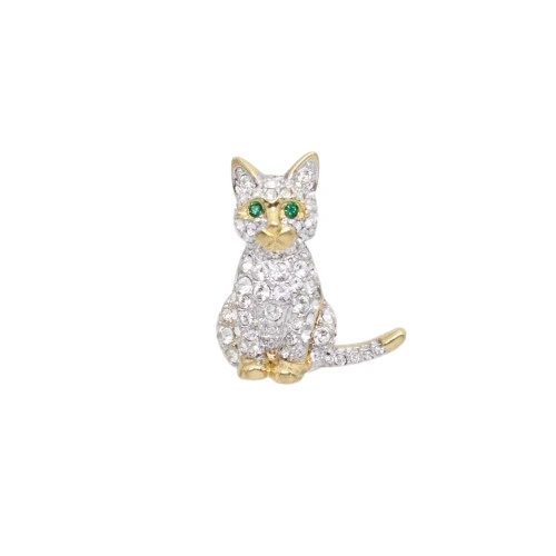 Vintage Swarovski Crystal Cat Pin Brooch