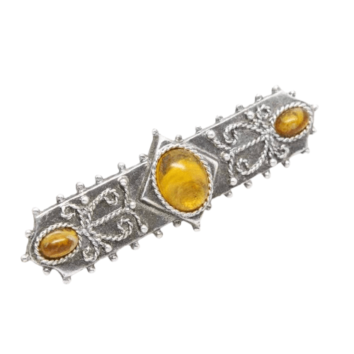Vintage 1928 Jewelry Co. Arts & Crafts Style Cabochon Bar Brooch