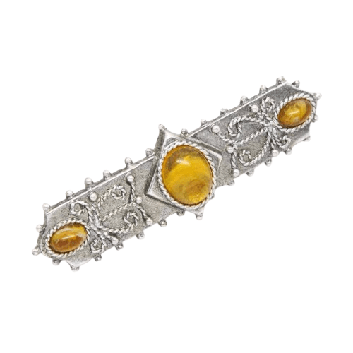 Vintage 1928 Jewelry Co. Arts & Crafts Style Cabochon Bar Brooch