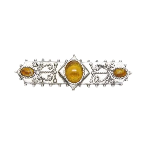 Vintage 1928 Jewelry Co. Arts & Crafts Style Cabochon Bar Brooch