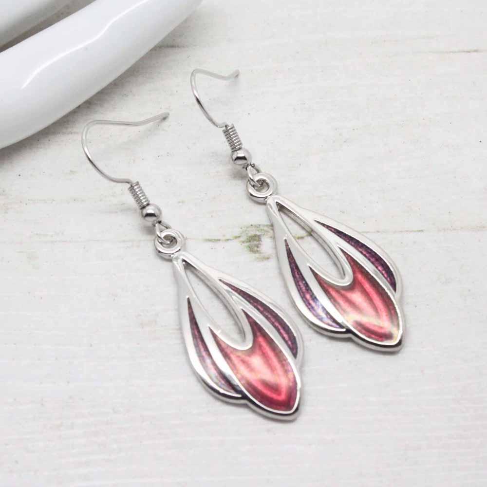 Sea Gems Mackintosh Tulip Rose Enamel Earrings - Red Drops