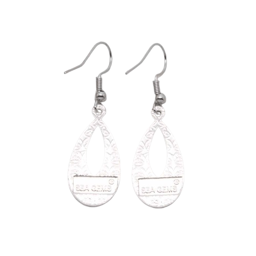 Sea Gems Circle Teardrop Cloisonne Enamel Earrings