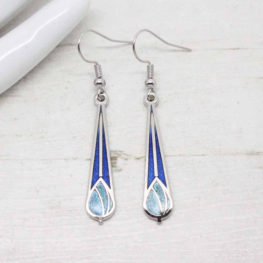 Sea Gems Mackintosh Art Nouveau Rose Bud Drop Earrings