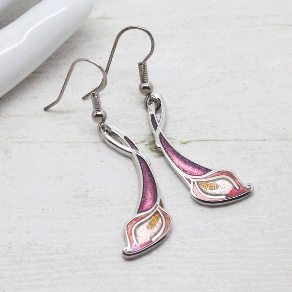 Sea Gems Lily Cloisonne Enamel Earrings
