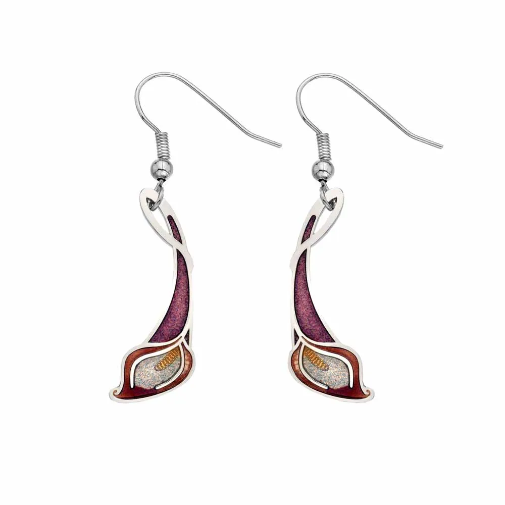 Sea Gems Lily Cloisonne Enamel Earrings