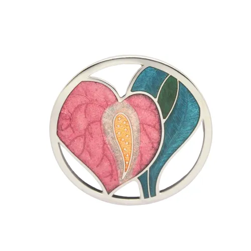 Celtic Sea Gems Cloisonne Enamel Lily Flower Brooch