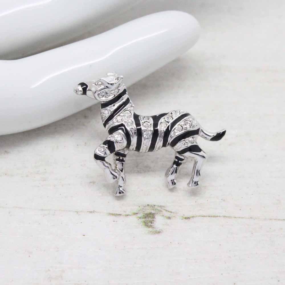 Vintage ‘Cabouchon’ Swarovski Crystal Zebra Clutch Pin Brooch