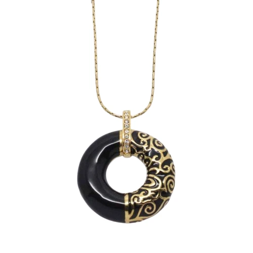 Camrose and Kross Jacqueline Kennedy Enamel & Crystal Parisian Circle Necklace