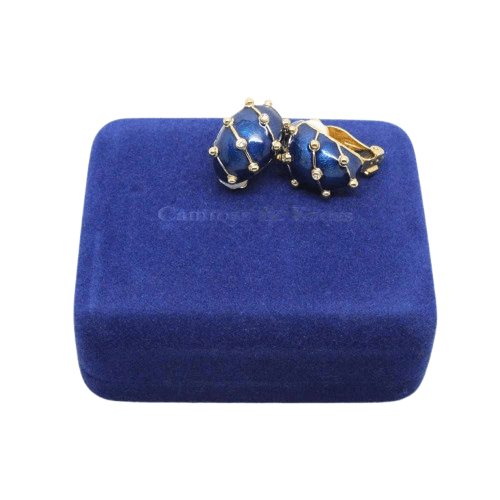 Camrose and Kross Jacqueline Kennedy Enamel & Crystal Banana Clip On Earrings
