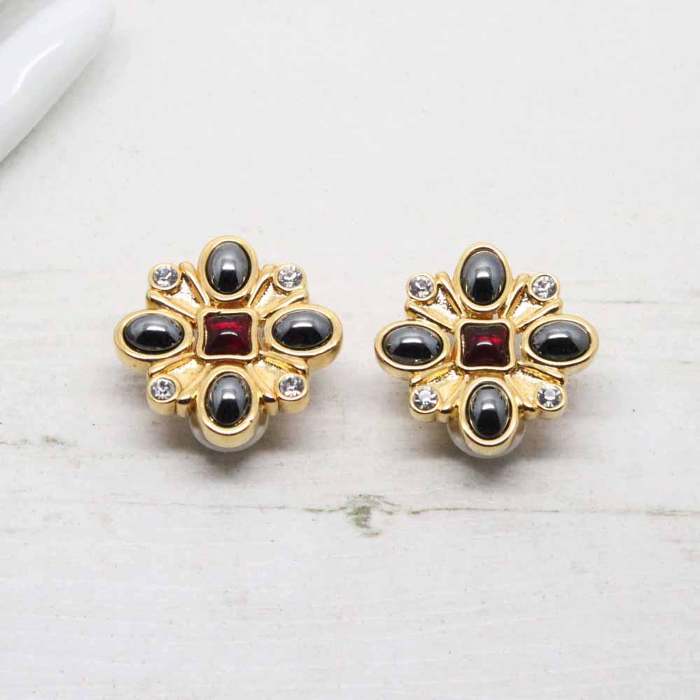 Vintage ‘Cabouchon’ Jewel Cabochon Clip On Earrings
